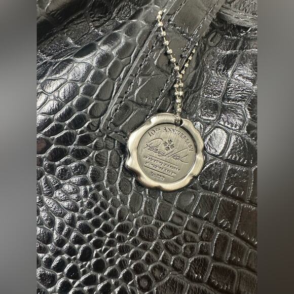 NWT Patricia Nash 10th Anniversary Blck Croc Soft Leather Drawstring Witney Tote - Picture 4 of 11